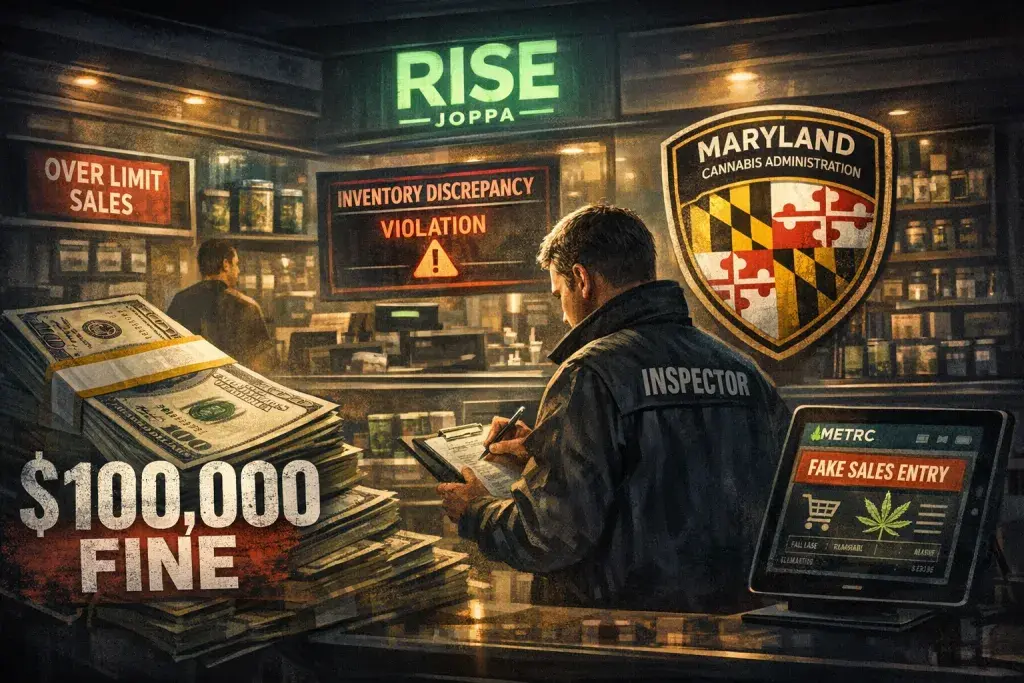 Maryland Cannabis Agency Fines RISE Joppa $100,000 for Repeated Inventory and Sales Violations