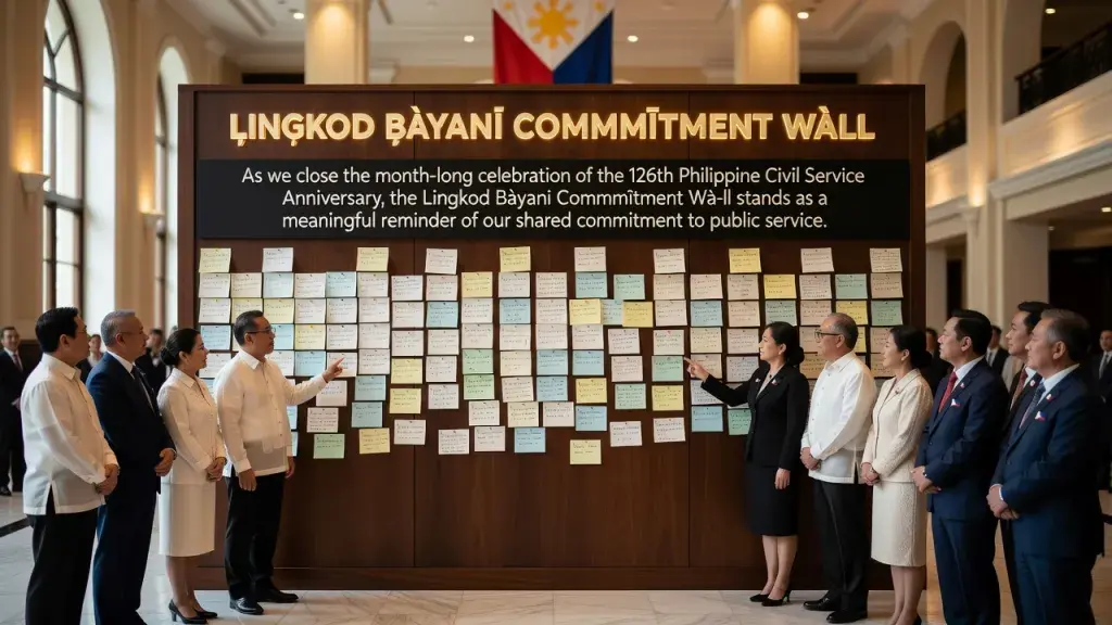 As we close the month-long celebration of the 126th Philippine Civil Service Anniversary, the 𝑳𝒊𝒏𝒈𝒌𝒐𝒅 𝑩𝒂𝒚𝒂𝒏𝒊 𝑪𝒐𝒎𝒎𝒊𝒕𝒎𝒆𝒏𝒕 𝑾𝒂𝒍𝒍 stands as a meaningful reminder of our shared commitment to public service.