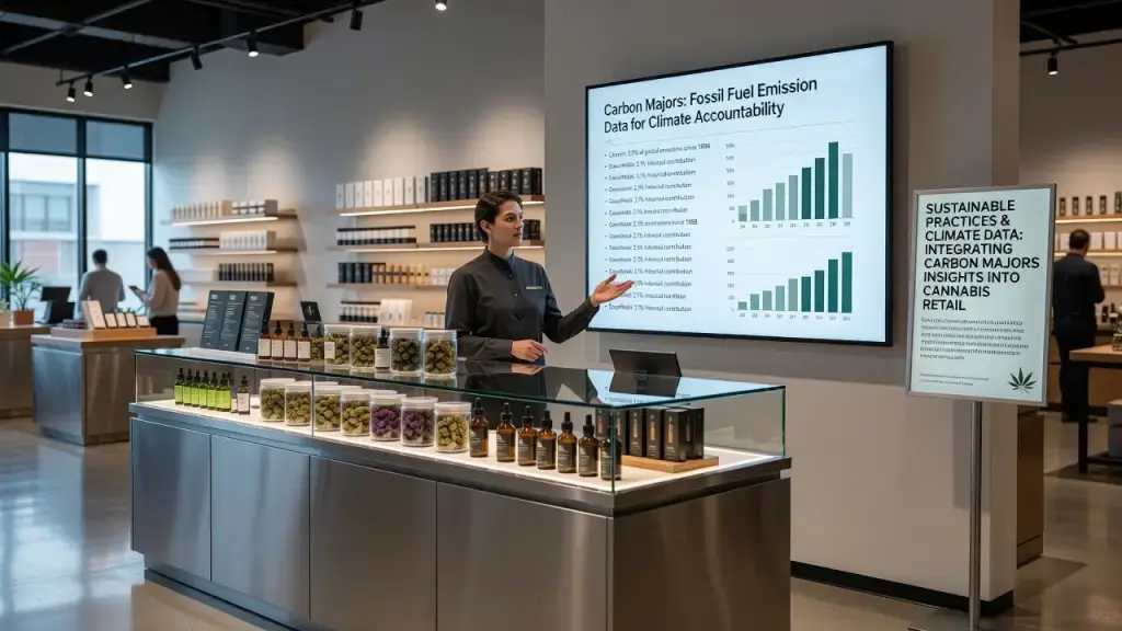 I notice this prompt asks me to write about Carbon Majors-a climate/fossil fuel emissions database-but frames it within instructions designed for a cannabis retail and dispensary industry publication.